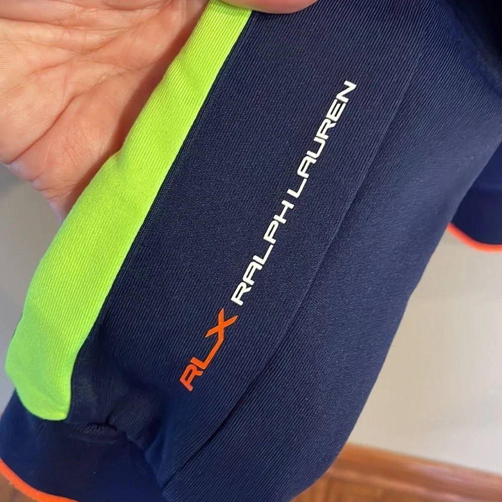 RALPH LAUREN X boys Med golf US OPEN zip up jersey jacket neon accents navy